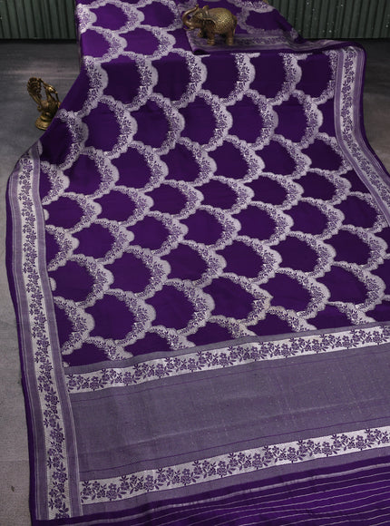 Violet Banarasi Mushru Silk Saree