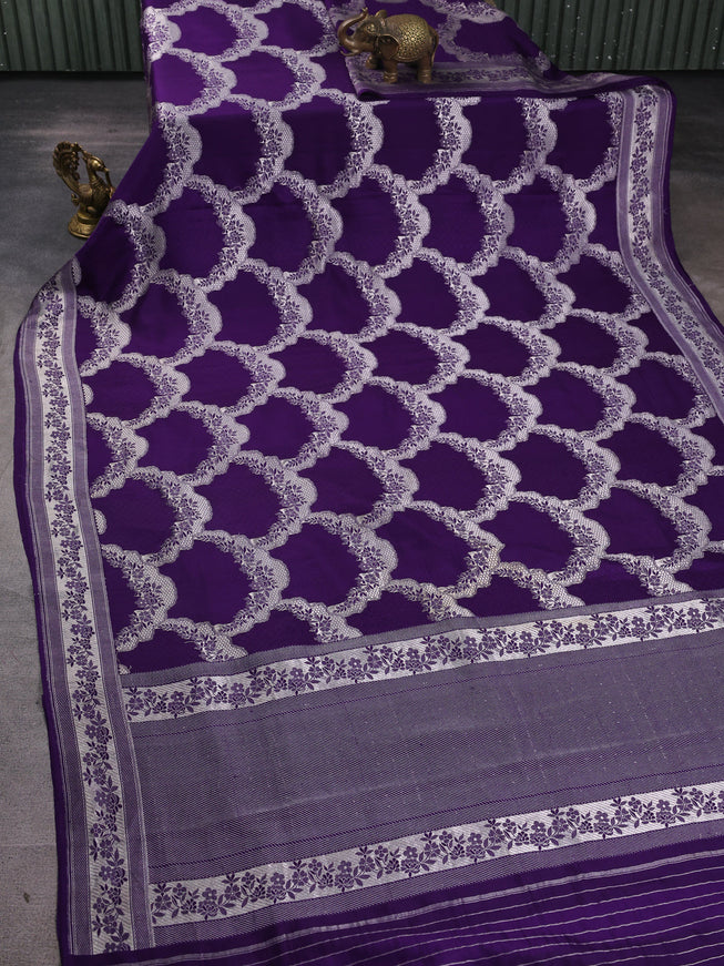 Violet Banarasi Mushru Silk Saree