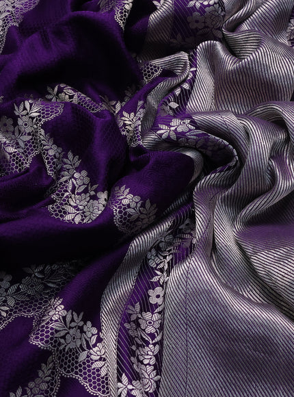 Violet Banarasi Mushru Silk Saree
