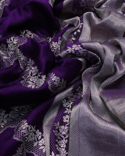 Violet Banarasi Mushru Silk Saree