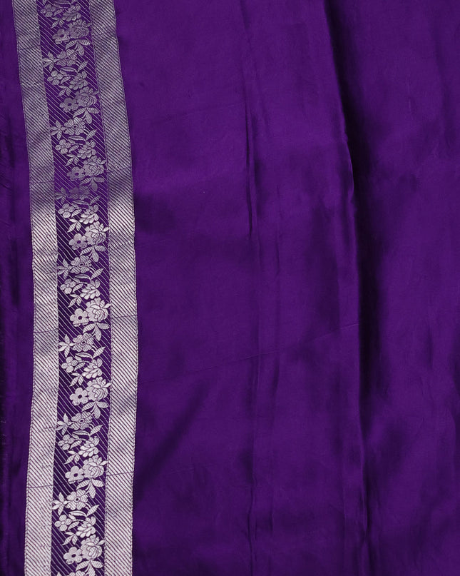 Violet Banarasi Mushru Silk Saree