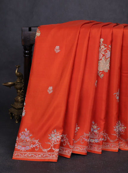 Orange Banarasi Silk Saree