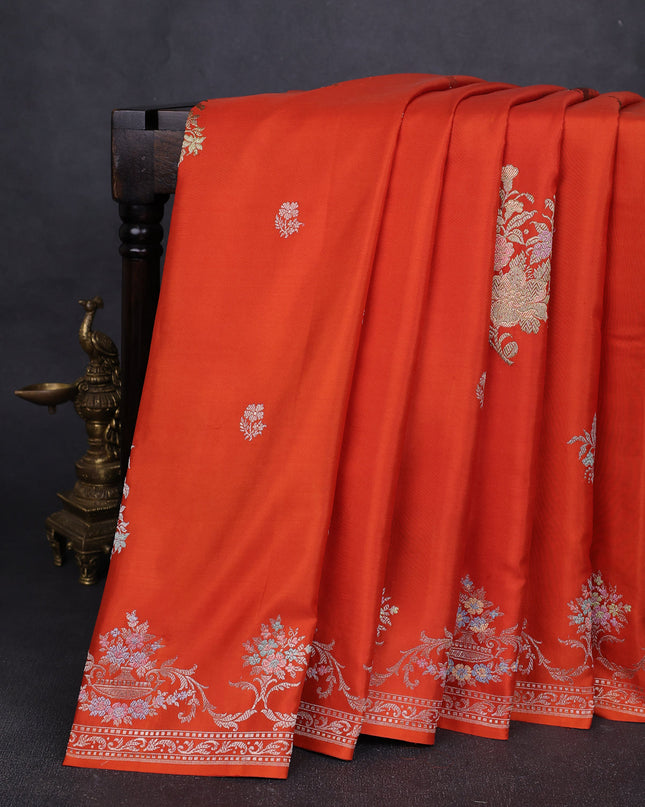 Orange Banarasi Silk Saree