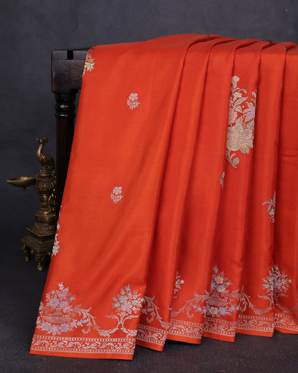 Orange Banarasi Silk Saree