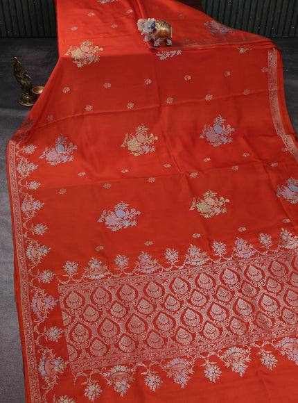 Orange Banarasi Silk Saree