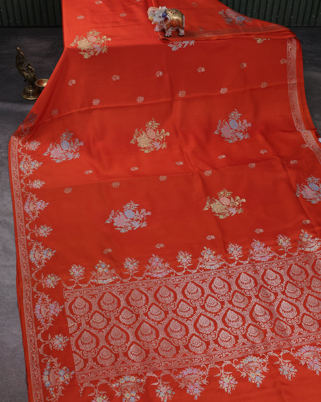 Orange Banarasi Silk Saree