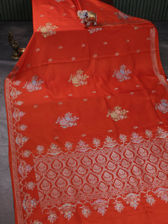 Orange Banarasi Silk Saree