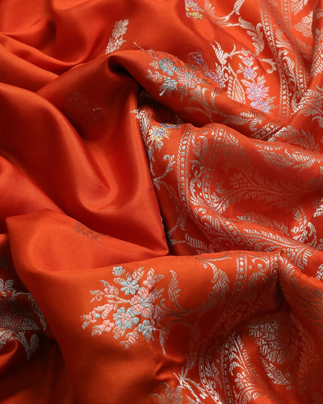 Orange Banarasi Silk Saree