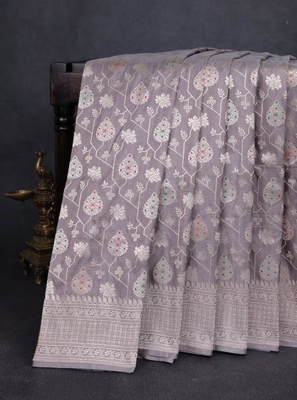 Grey Banarasi Silk Saree