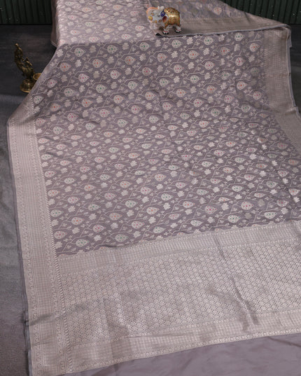 Grey Banarasi Silk Saree