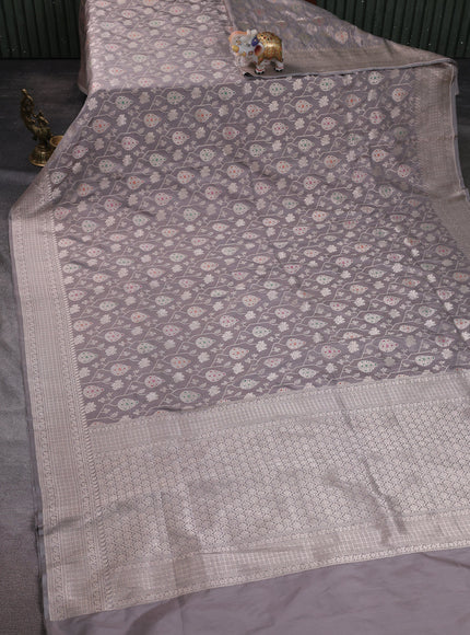 Grey Banarasi Silk Saree