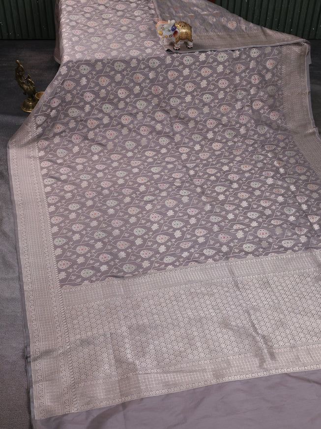 Grey Banarasi Silk Saree