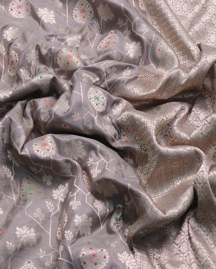 Grey Banarasi Silk Saree
