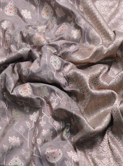 Grey Banarasi Silk Saree