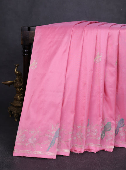 Peach Pink Banarasi Silk Saree
