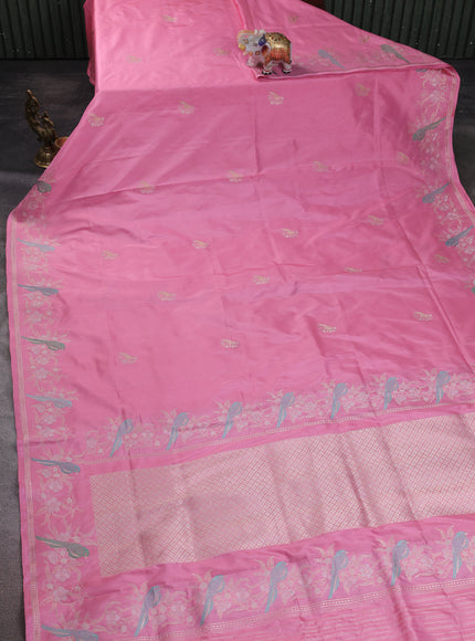 Peach Pink Banarasi Silk Saree