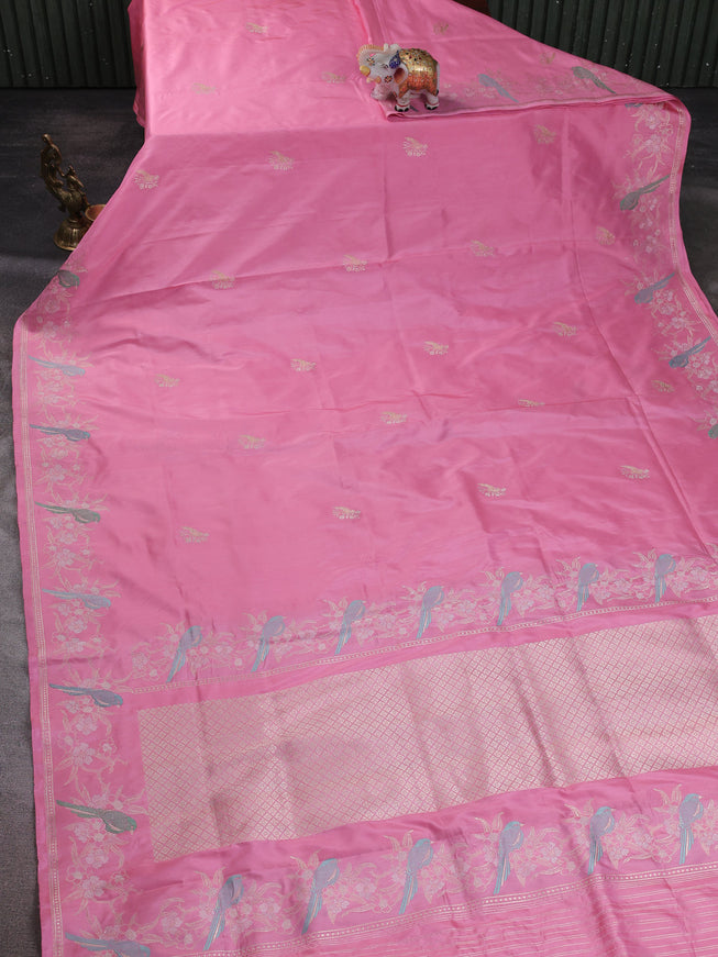 Peach Pink Banarasi Silk Saree