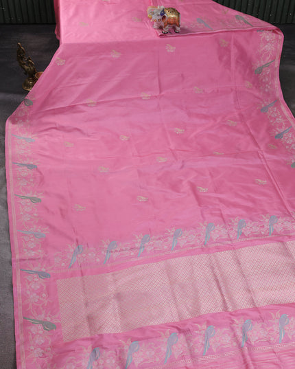 Peach Pink Banarasi Silk Saree