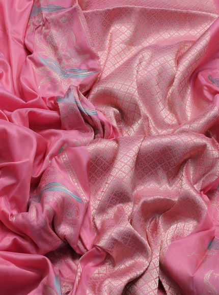 Peach Pink Banarasi Silk Saree
