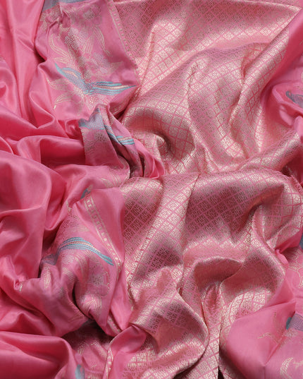 Peach Pink Banarasi Silk Saree