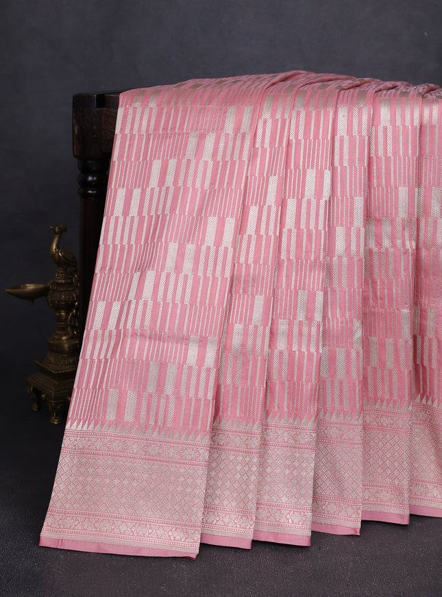 Peach Banarasi Silk Saree