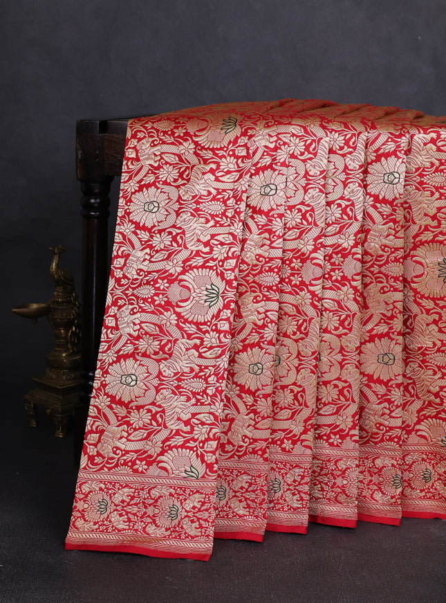 Red Banarasi Gaduwa Silk Saree