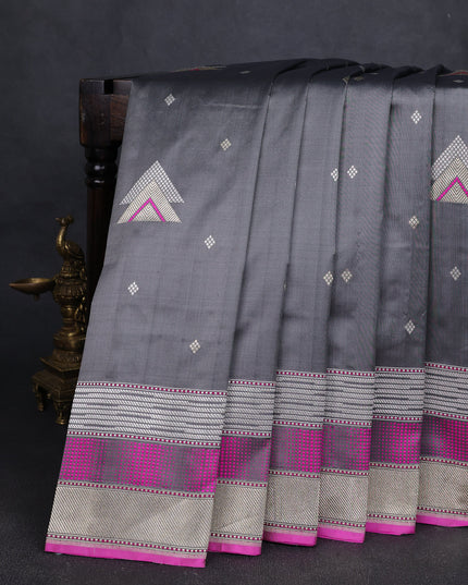 Grey Banarasi Silk Saree