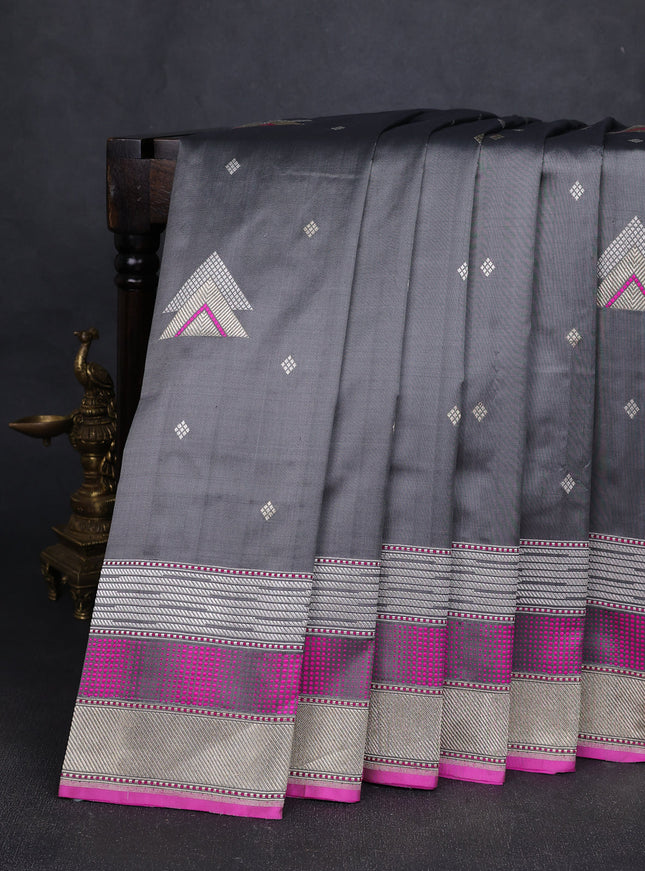 Grey Banarasi Silk Saree