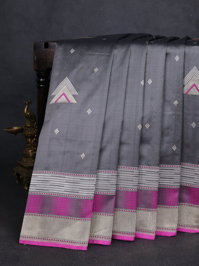 Grey Banarasi Silk Saree