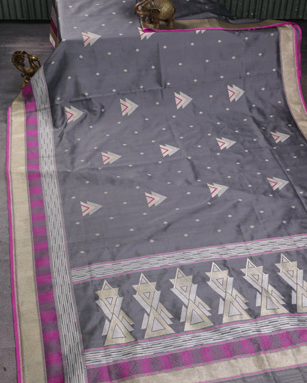 Grey Banarasi Silk Saree