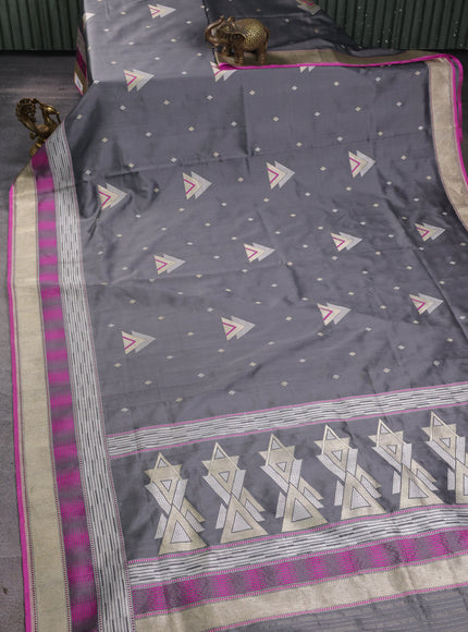 Grey Banarasi Silk Saree