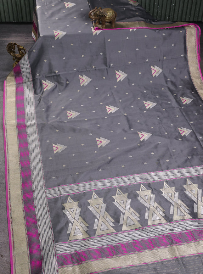 Grey Banarasi Silk Saree