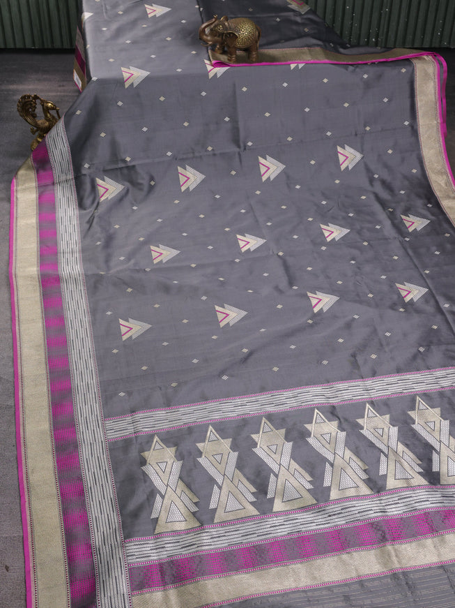 Grey Banarasi Silk Saree