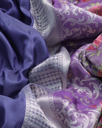 Pastel Blue-Lavender Banarasi Silk Saree