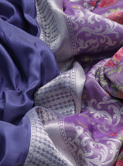 Pastel Blue-Lavender Banarasi Silk Saree
