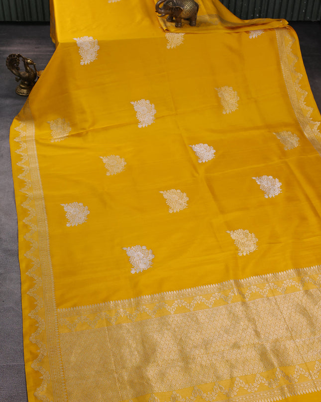 Yellow Banarasi Silk Saree