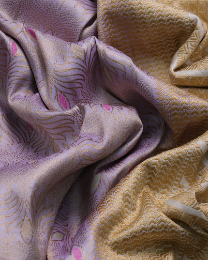 Lavender-Off White Banarasi Silk Saree