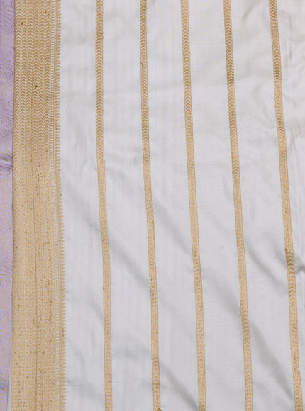 Lavender-Off White Banarasi Silk Saree