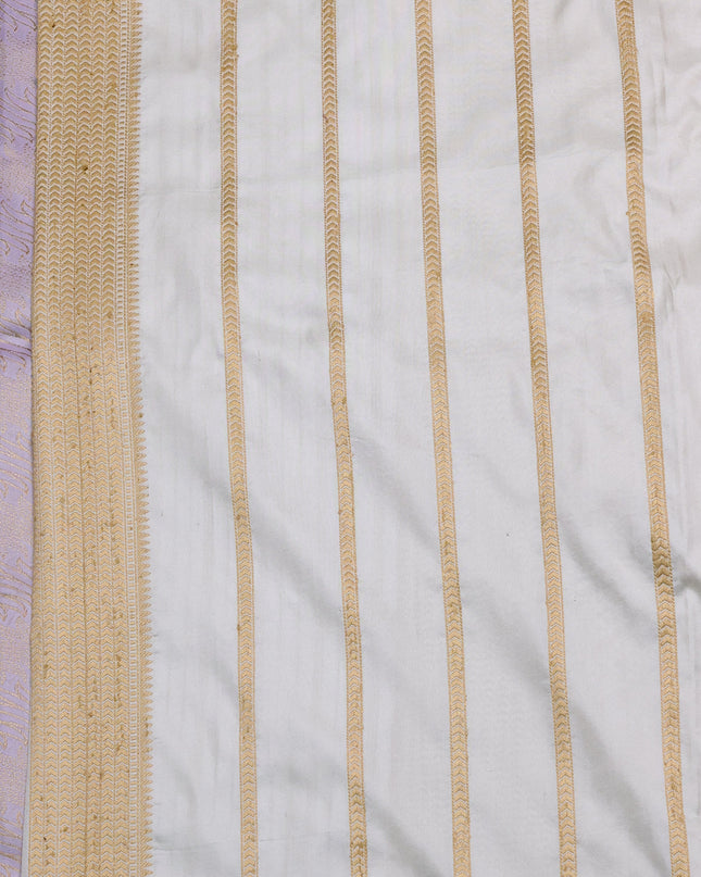 Lavender-Off White Banarasi Silk Saree