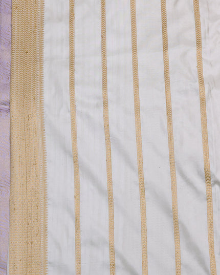 Lavender-Off White Banarasi Silk Saree