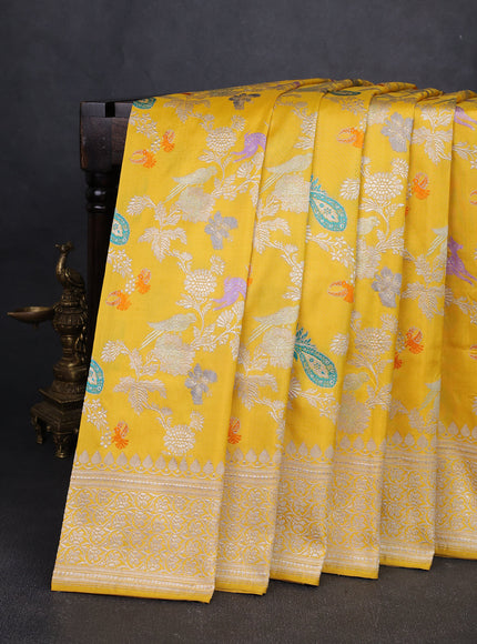 Yellow Banarasi Silk Saree