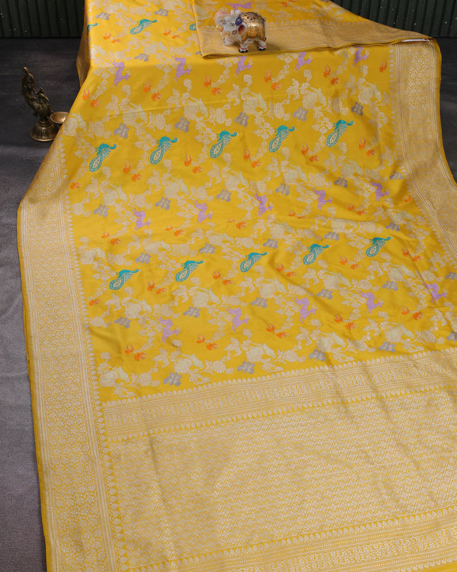 Yellow Banarasi Silk Saree