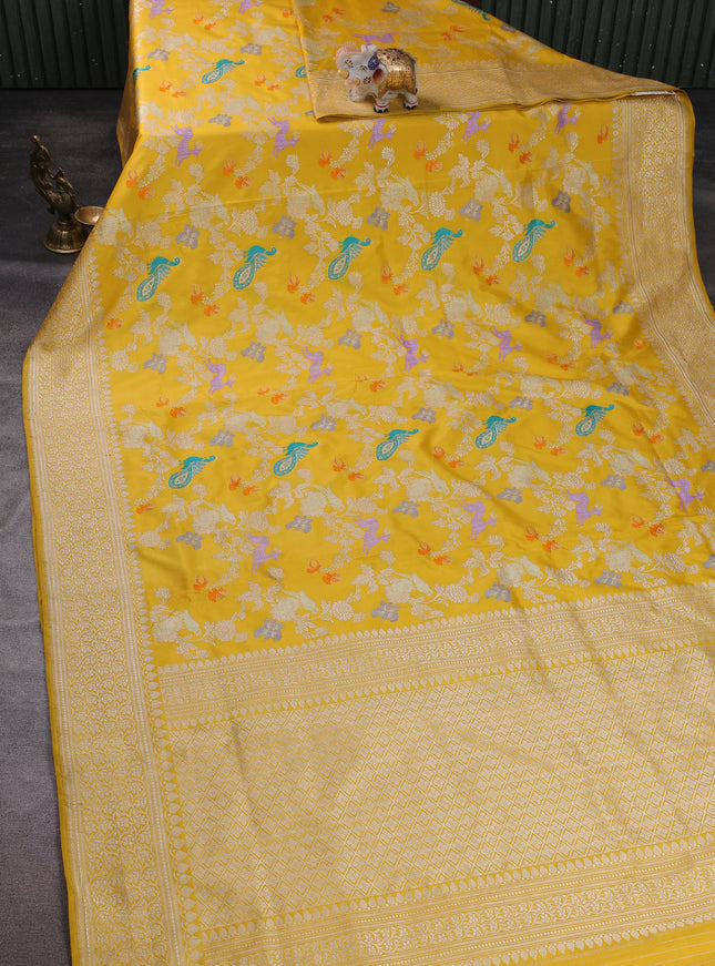 Yellow Banarasi Silk Saree
