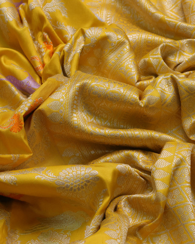 Yellow Banarasi Silk Saree