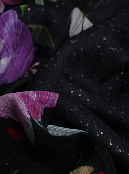 Black Organza Printed Silk Saree
