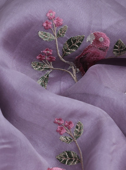 Lavender Organza Embroidery Saree