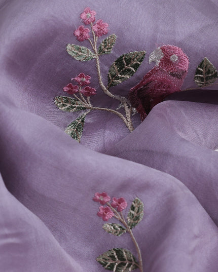 Lavender Organza Embroidery Saree