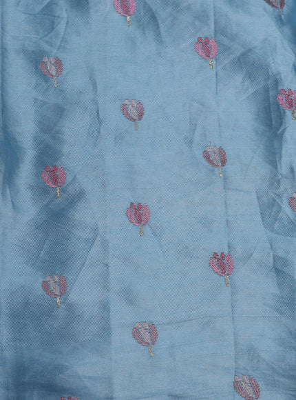 Sky Blue Organza Silk Embroidery Saree
