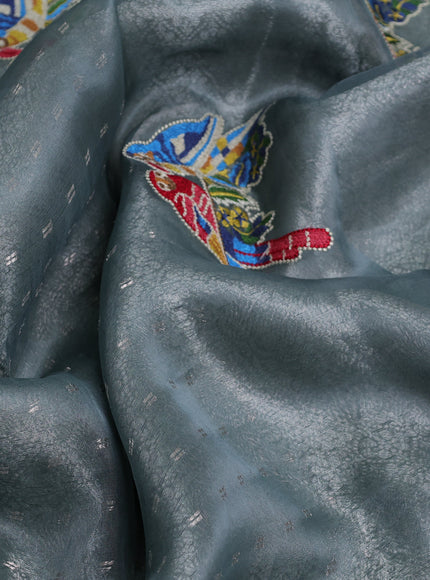 Grey Organza Embroidery Saree