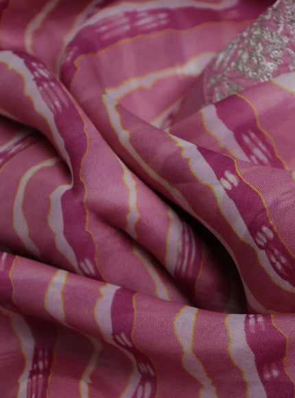 Muave Pink-Off White Organza Embroidery Saree